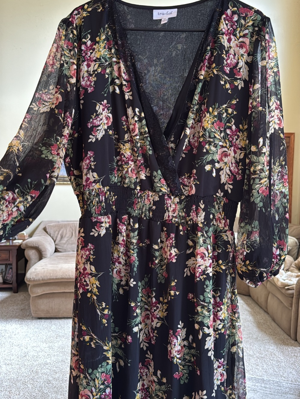 True Lilt Floral Black Wrap Maxi Dress